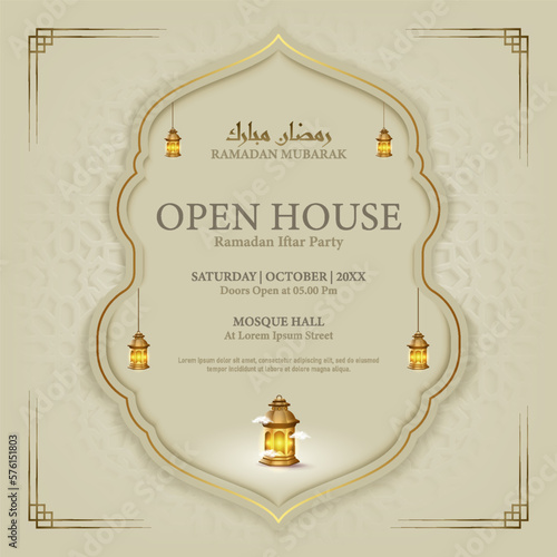 Islamic greetings ramadan card design. Ramadan background vintage style with lanterns
