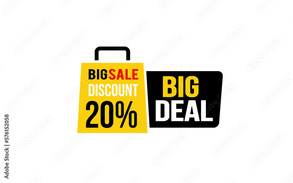 Obraz premium 20 Percent BIG DEAL offer, clearance, promotion banner layout with sticker style.