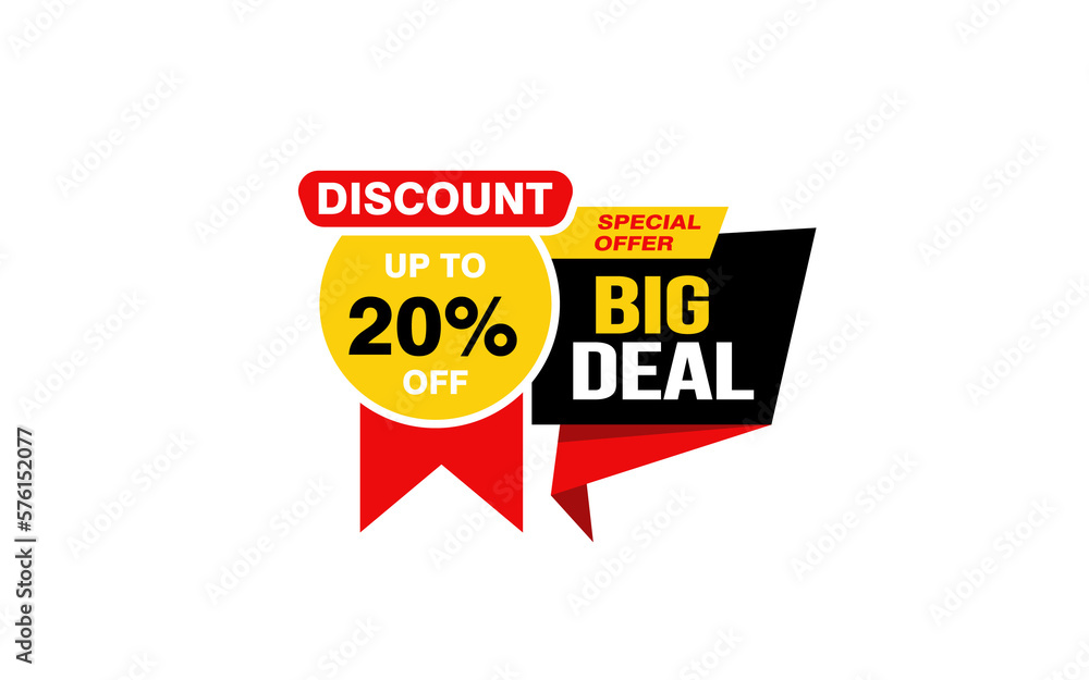 20 Percent BIG DEAL offer, clearance, promotion banner layout with sticker style.
20 Percent BIG DEAL offer, clearance, promotion banner layout with sticker style.