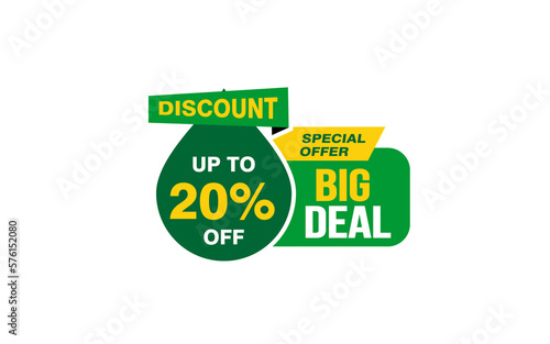 20 Percent BIG DEAL offer, clearance, promotion banner layout with sticker style. 