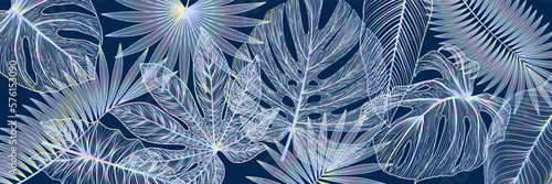 Botanical art wallpaper with palm leaves. Modern creative design for home decor, banners, and prints. Vector illustration.