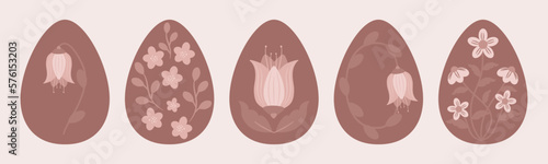 Świąteczne jajka, ozdobne pisanki. Zestaw jajek wielkanocnych. Ilustracje wektorowe na Wielkanoc.