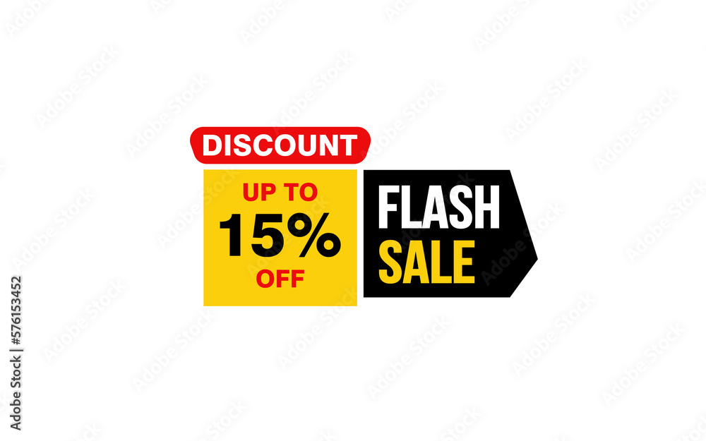 15 Percent FLASH SALE offer, clearance, promotion banner layout with sticker style.
15 Percent FLASH SALE offer, clearance, promotion banner layout with sticker style.
