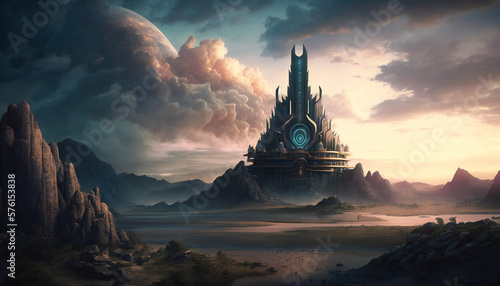 Asgard world of the gods - home of the Aesir - landscape - German Mythologies - Generative AI © The_AI_Revolution