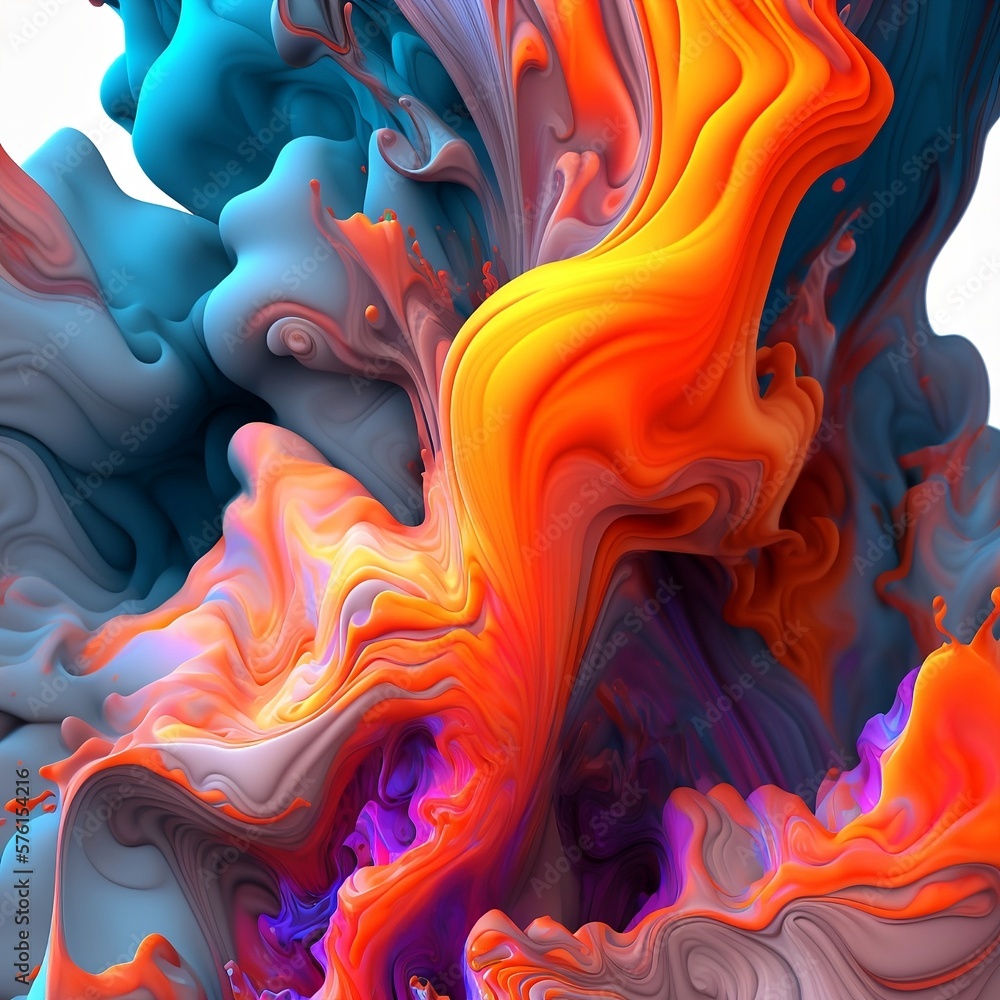 3-D Abstract Fluid Splash Art for Wallpaper Design or Use. Generative AI Illustration.