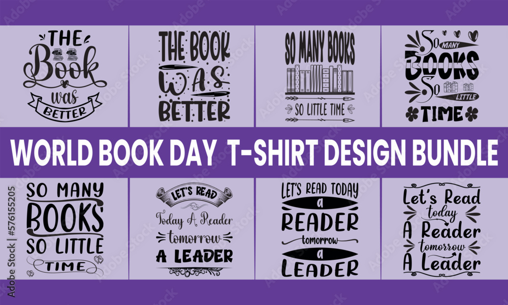 Fototapeta premium World Book Day T-shirt Design Bundle