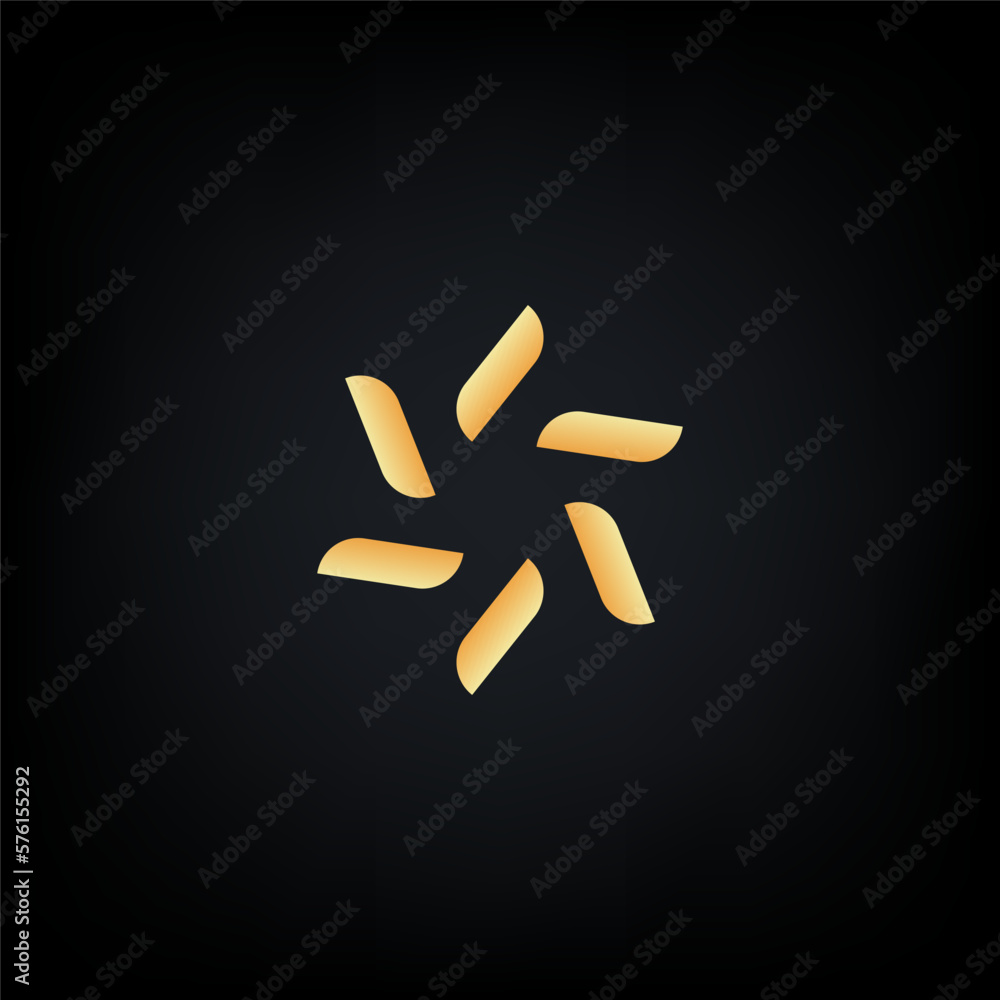 Obraz premium Stylish linear shape abstract gold logo design template.
