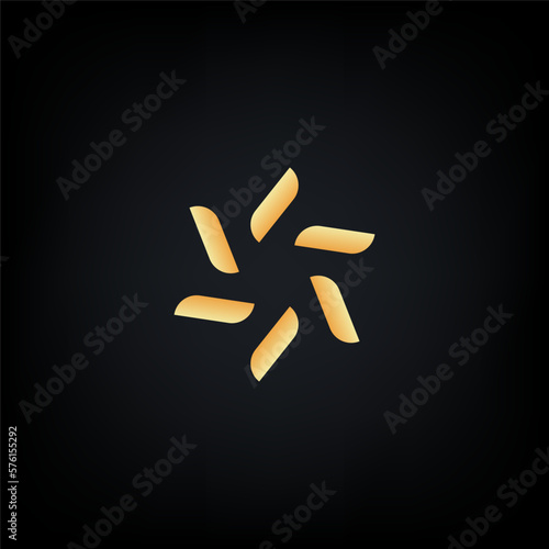 Stylish linear shape abstract gold logo design template.