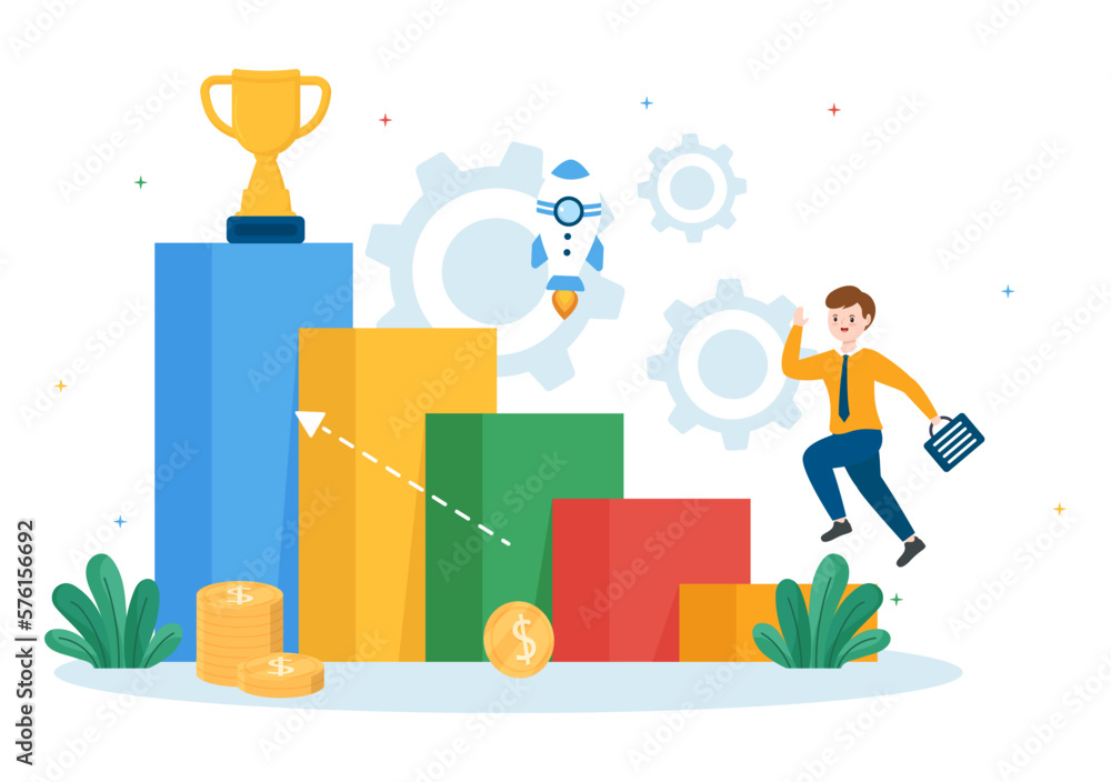 Challenge Illustration with Businessman Running to the Top and Overcoming Obstacle for Landing Page in Flat Cartoon Hand Drawn Templates Challenge Illustration with Businessman Running to the Top and Overcoming Obstacle for Landing Page in Flat Cartoon Hand Drawn Templates