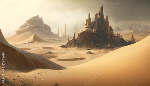 Asgard world of the gods - home of the Aesir - Desert landscape - German Mythologies - Generative AI