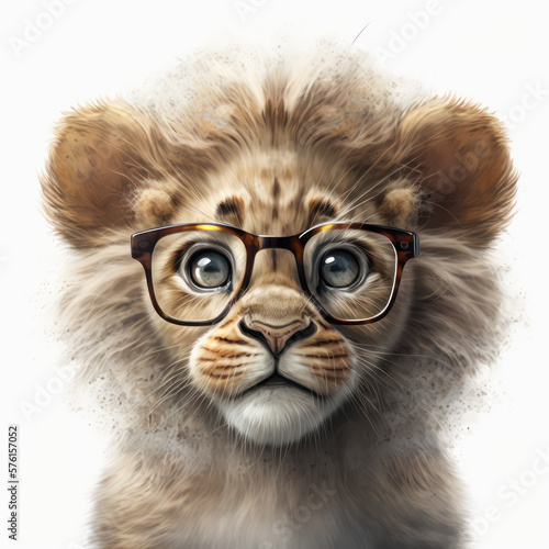 Cute lion with glasses (AI Generated)
