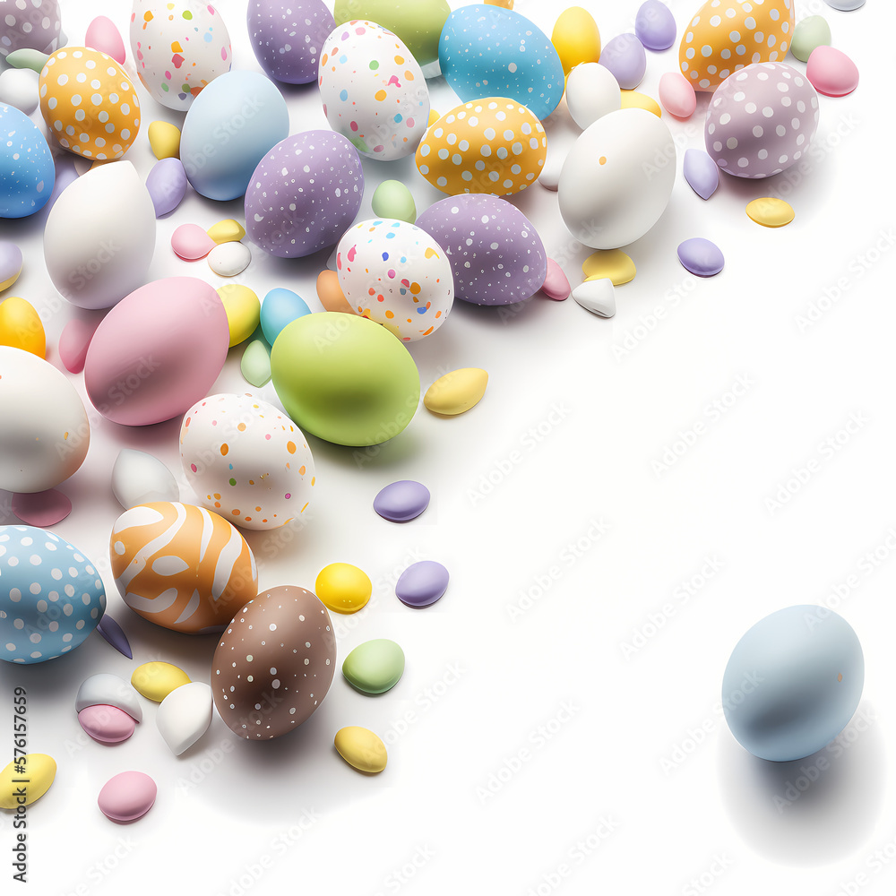 Easter Eggs frame with Pastel Color. Generative AI Easter Eggs frame with Pastel Color. Generative AI