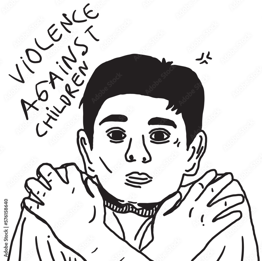 Violence against children sketch on white background. Violence against children sketch on white background.
