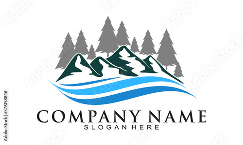 Nature forest mountain logo design photo