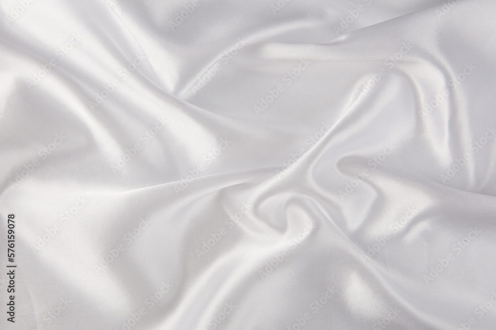 Smooth elegant white silk or satin luxury cloth texture background. 