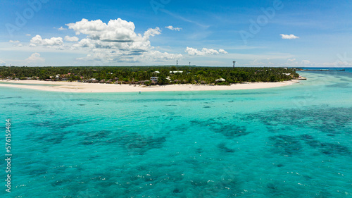 Top view of tropical island and a beautiful beach. Bantayan island, Philippines.