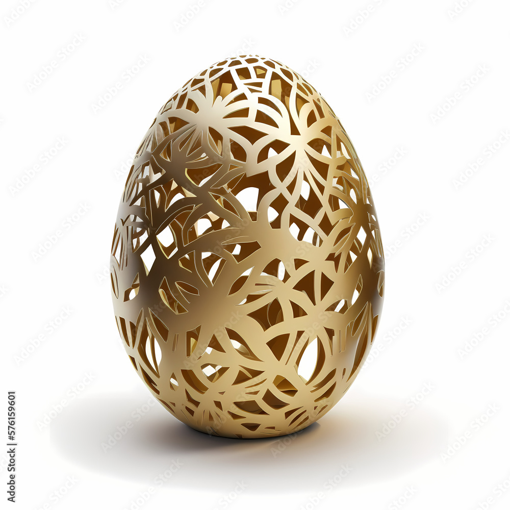 Golden Easter Egg Isolated white. Generative AI Golden Easter Egg Isolated white. Generative AI