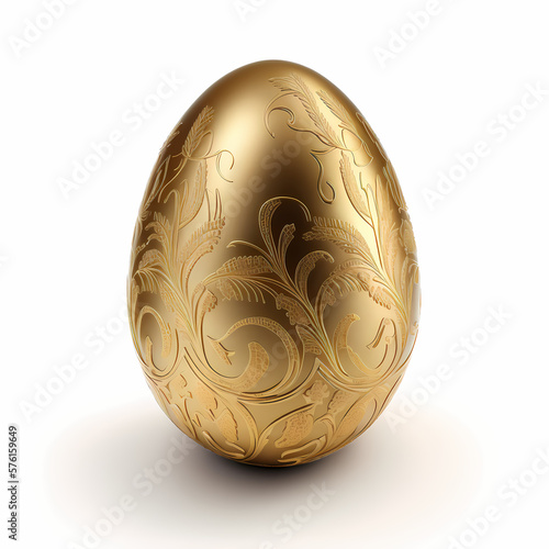 Golden Easter Egg Isolated white. Generative AI