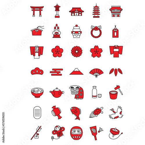 日本の和物アイコンセット