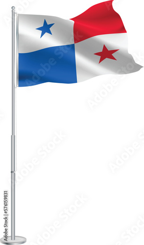 Isolated waving national flag of Panama on flagpole