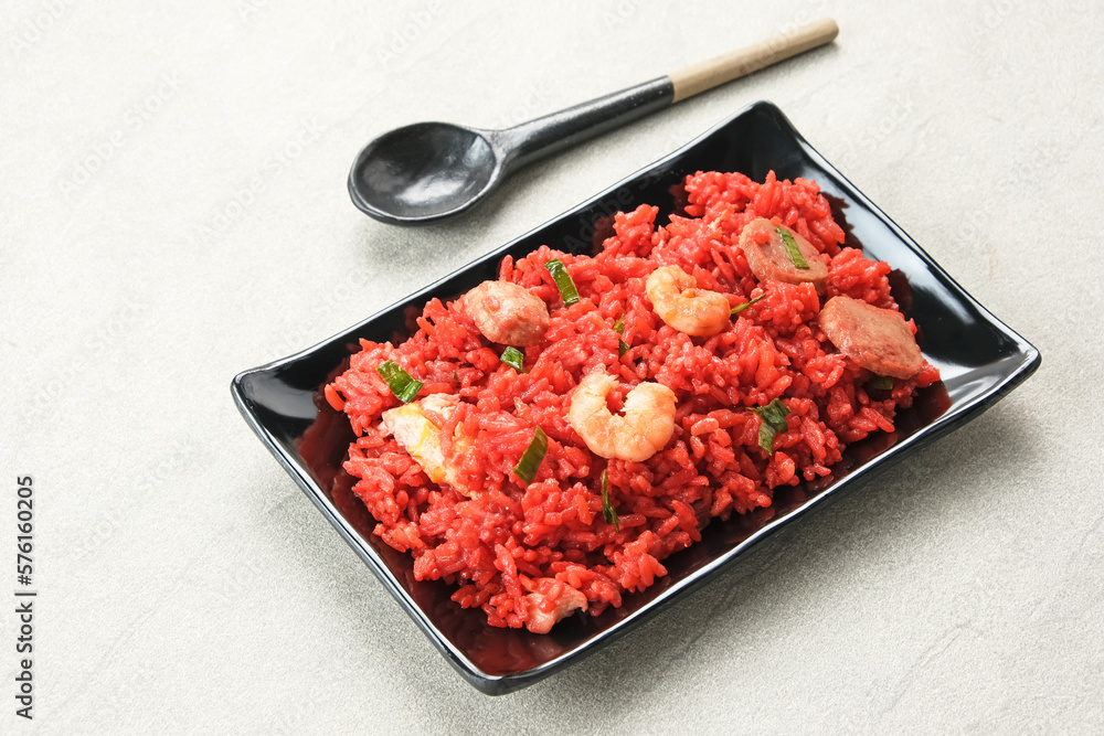 Nasi Goreng Merah, traditional food from Makassar, Indonesia. Fried ...
