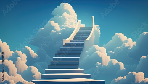 Stairway to the sky in a modern style building illustration