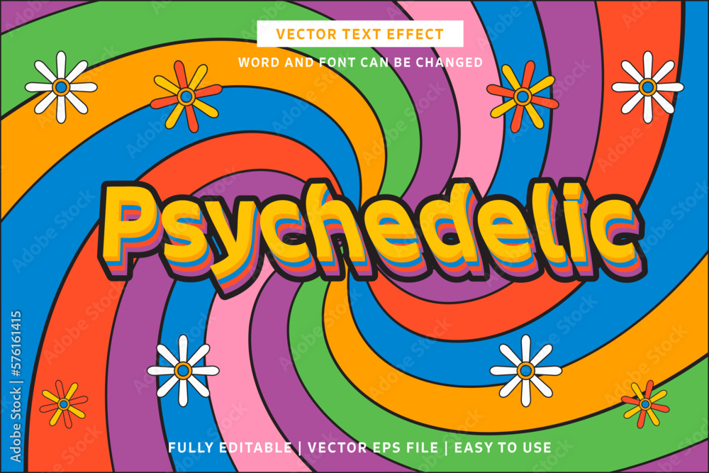 Fototapeta premium Psychedelic vector text effect fully editable
