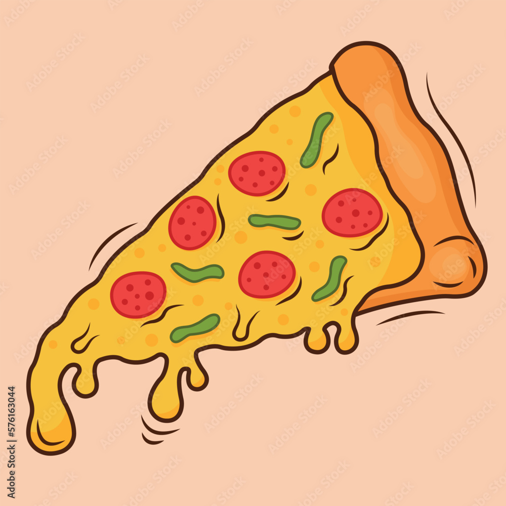 vector illustration of pizza stuffed with sausage and cheese. vector slice of pizza. cartoon style pizza vector illustration of pizza stuffed with sausage and cheese. vector slice of pizza. cartoon style pizza