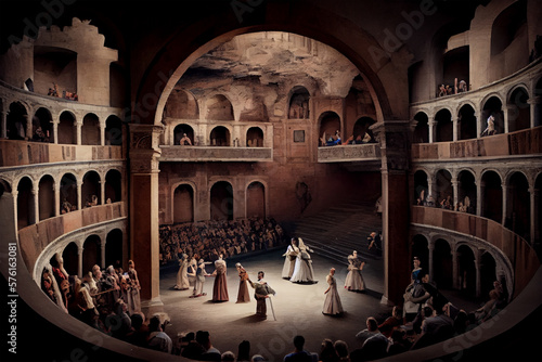 performance of the romeo juliet in italian play at the cormessco theater photo