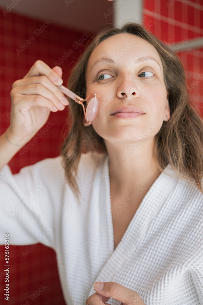 beautiful woman doing skincare in the morning beautiful woman doing skincare in the morning