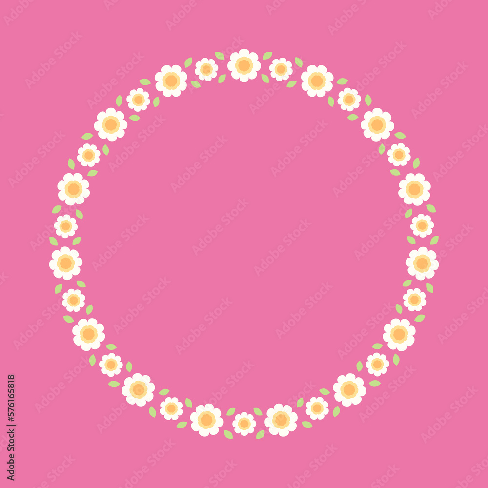Cute Round Floral Frame Border. Simple minimal flower wreath arrangement perfect for wedding invitations and birthday cards Cute Round Floral Frame Border. Simple minimal flower wreath arrangement perfect for wedding invitations and birthday cards