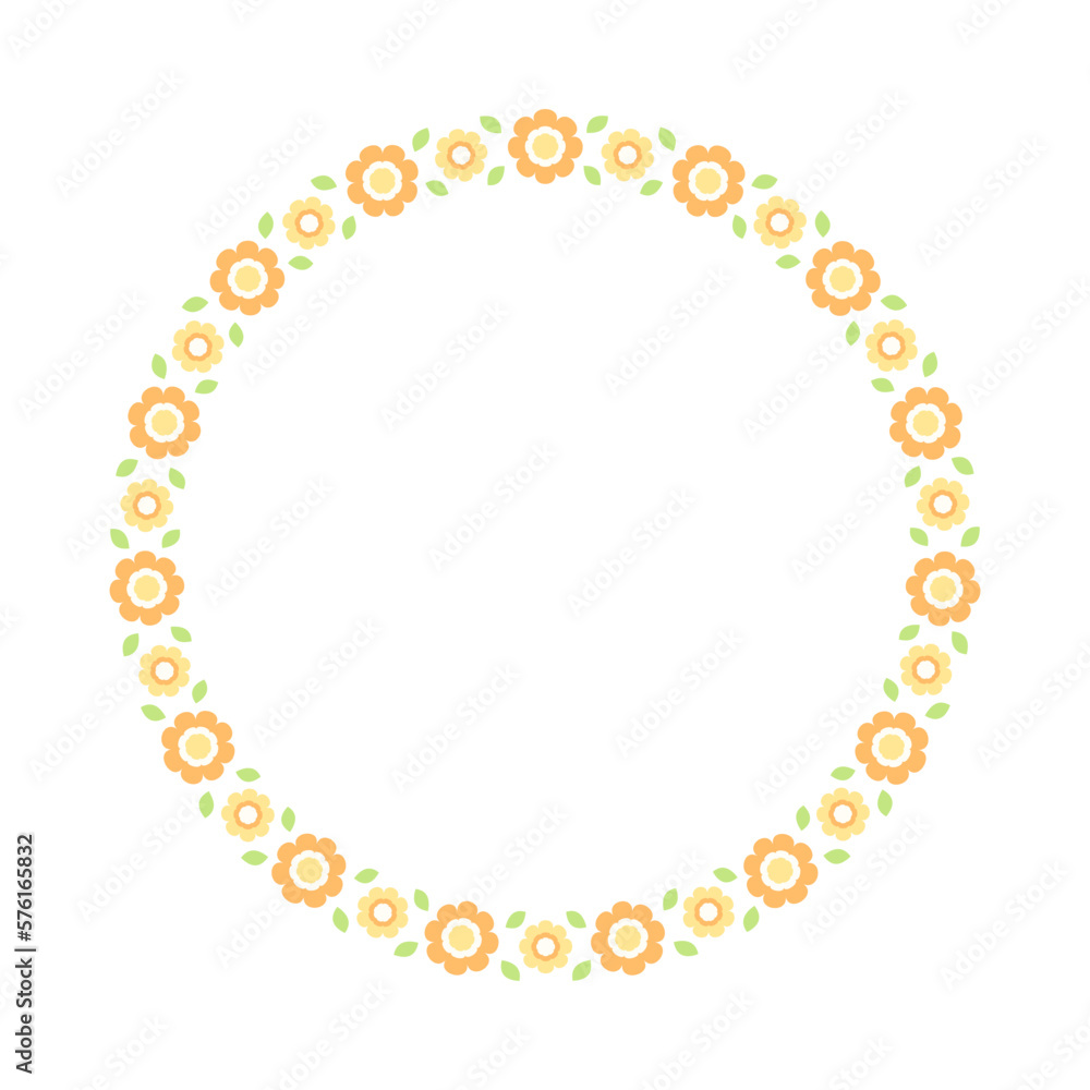 Cute Round Floral Frame Border. Simple minimal flower wreath arrangement perfect for wedding invitations and birthday cards Cute Round Floral Frame Border. Simple minimal flower wreath arrangement perfect for wedding invitations and birthday cards