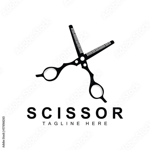 Scissors Logo Design, Barbershop Shaver Vector, Babershop Scissors Brand Illustration photo