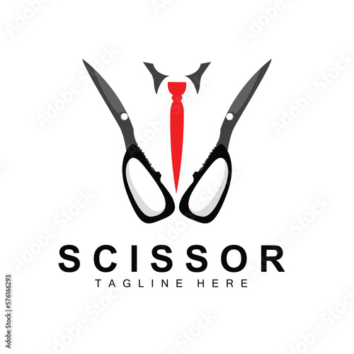 Scissors Logo Design, Barbershop Shaver Vector, Babershop Scissors Brand Illustration photo