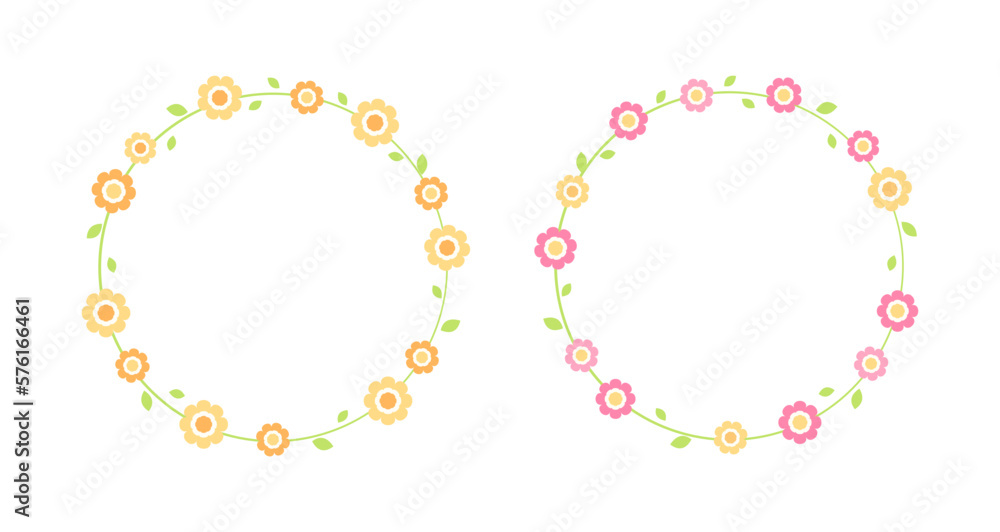 Cute Round Floral Frame Border Collection. Simple minimal flower wreath arrangements perfect for wedding invitations and birthday cards Cute Round Floral Frame Border Collection. Simple minimal flower wreath arrangements perfect for wedding invitations and birthday cards