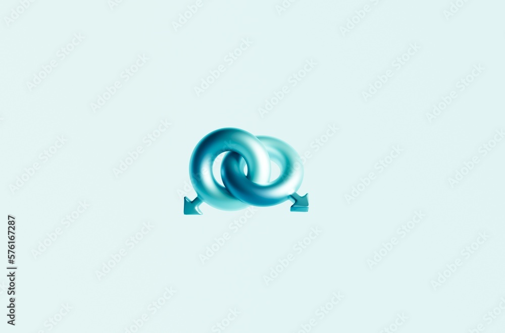 3d render, 3D rendering, two male signs together on a blue background, couple gay symbols, LGBT concept 3d render, 3D rendering, two male signs together on a blue background, couple gay symbols, LGBT concept