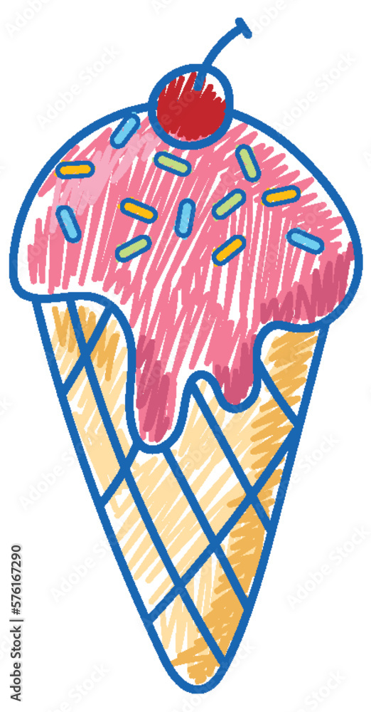 Ice cream in pencil colour sketch simple style Ice cream in pencil colour sketch simple style