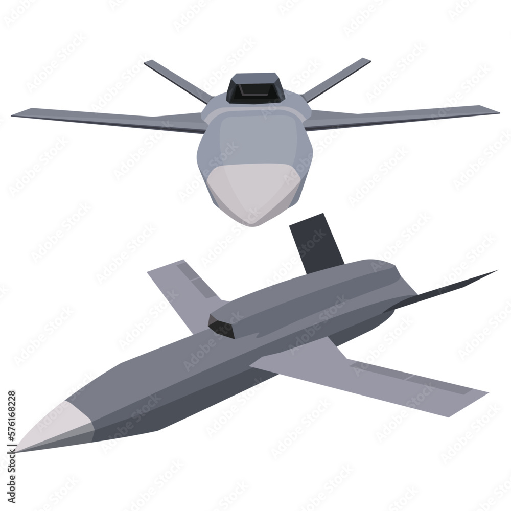 Vector illustration sets of unmanned aerial vehicle (UAV) and rotor drone. UAV technology for military defense warfare, weapon intelligence, armed combat aviation and spy aircraft Vector illustration sets of unmanned aerial vehicle (UAV) and rotor drone. UAV technology for military defense warfare, weapon intelligence, armed combat aviation and spy aircraft