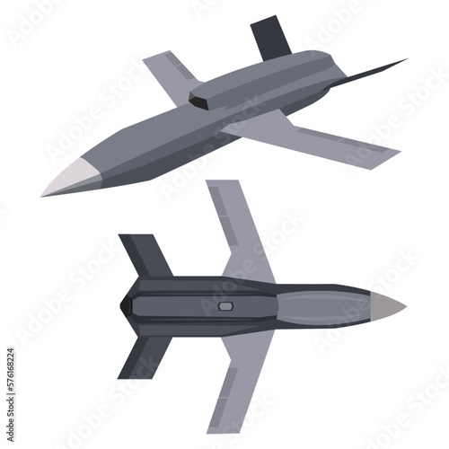 Vector illustration sets of unmanned aerial vehicle (UAV) and rotor drone. UAV technology for military defense warfare, weapon intelligence, armed combat aviation and spy aircraft