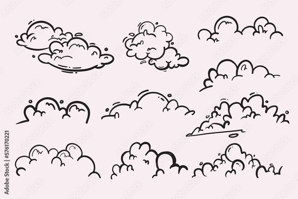 Handdrawn doodle cloud in cartoon style Handdrawn doodle cloud in cartoon style