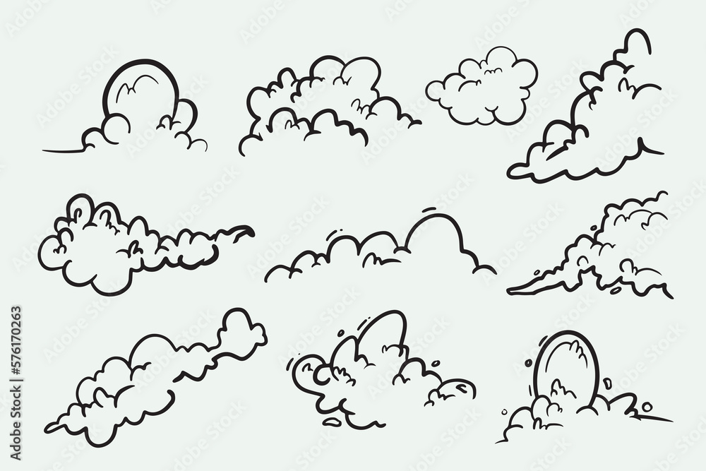 Handdrawn doodle cloud in cartoon style Handdrawn doodle cloud in cartoon style