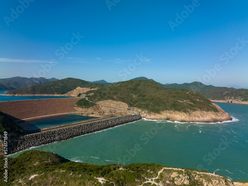 Fototapeta Naklejka Na Ścianę i Meble -  Top view of Hong Kong Sai kung high island reservoir