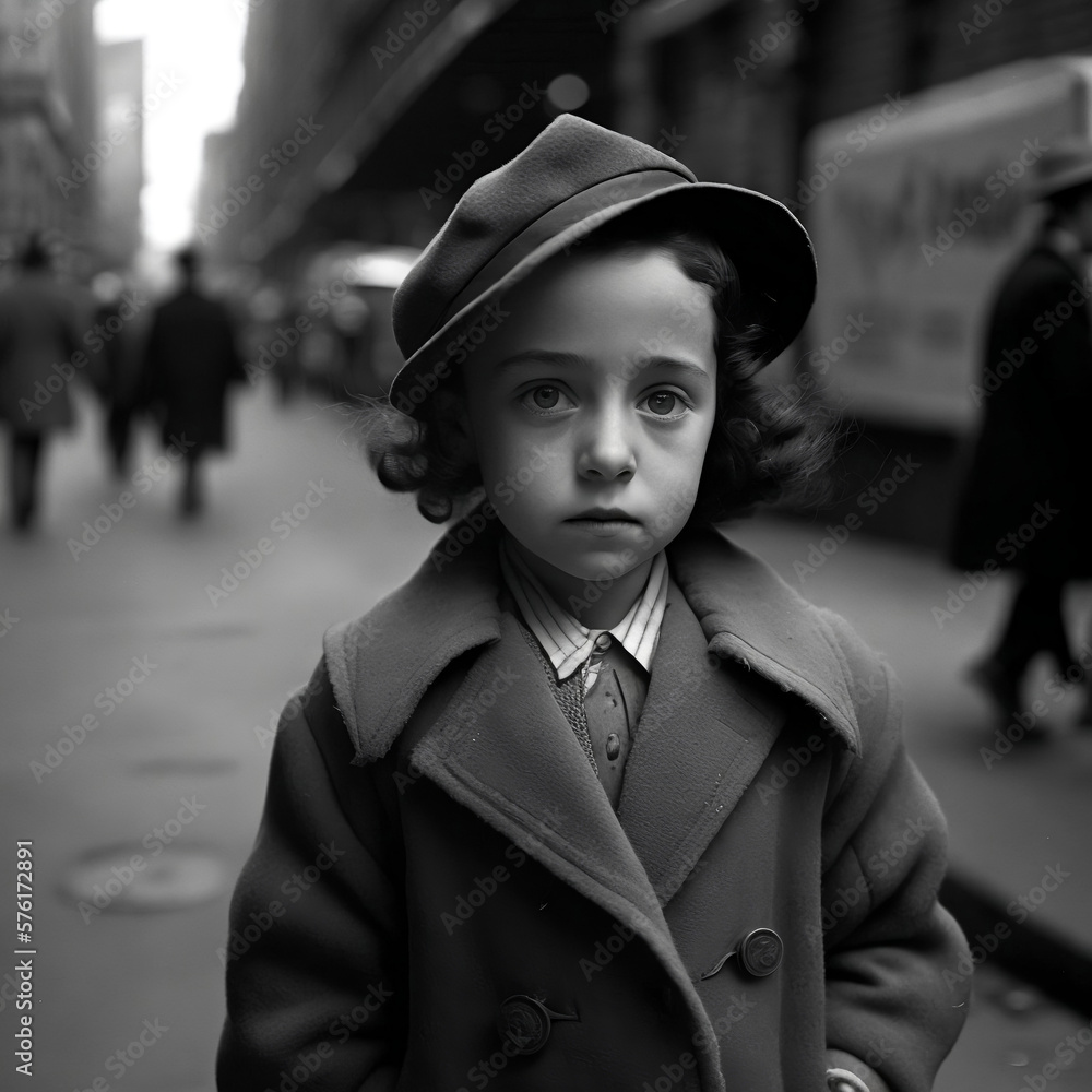 #3 1930s black & white portrait photography of a child in the streets of New York, USA #3 1930s black & white portrait photography of a child in the streets of New York, USA