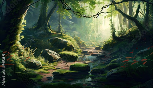 nature landscape wallpaper background illustration. generative Ai