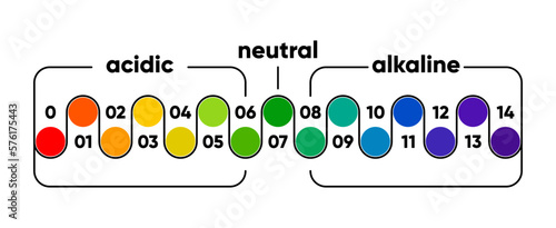 PH scale meter for acidic and alkaline solutions. Acid-base balance scale. Chemical test. Vector illustration.