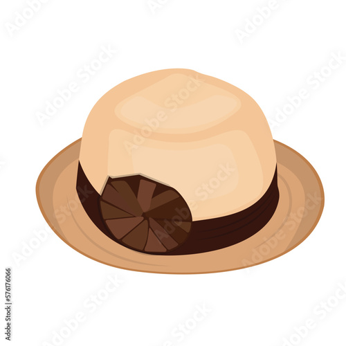 Vector illustration set of man and woman hats. Stylish male and female headwear. Elegant panama and straw hat. Fashion theme for digital resources.