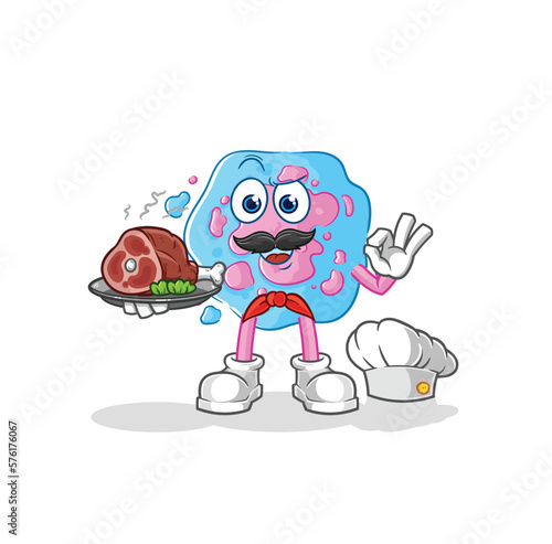 cell chef with meat mascot. cartoon vector