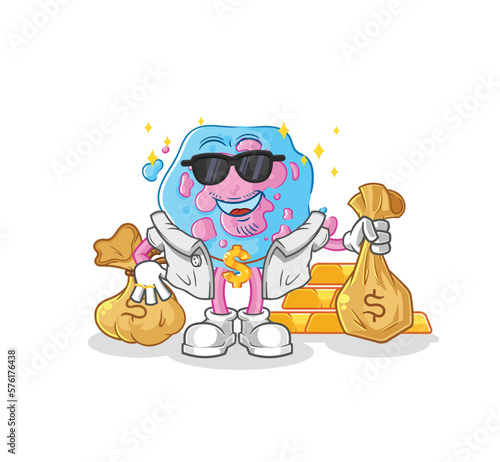 cell rich character. cartoon mascot vector