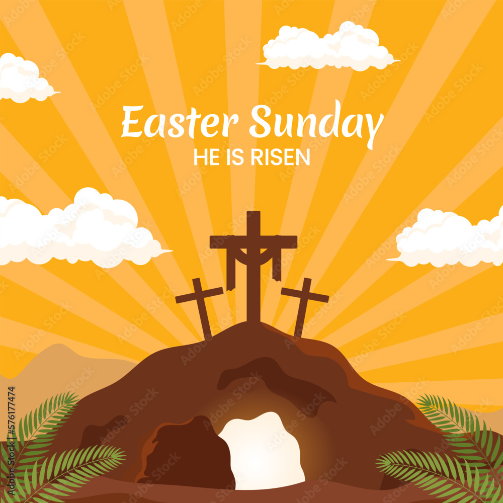 Happy Easter Sunday Day Social Media Background Illustration Cartoon