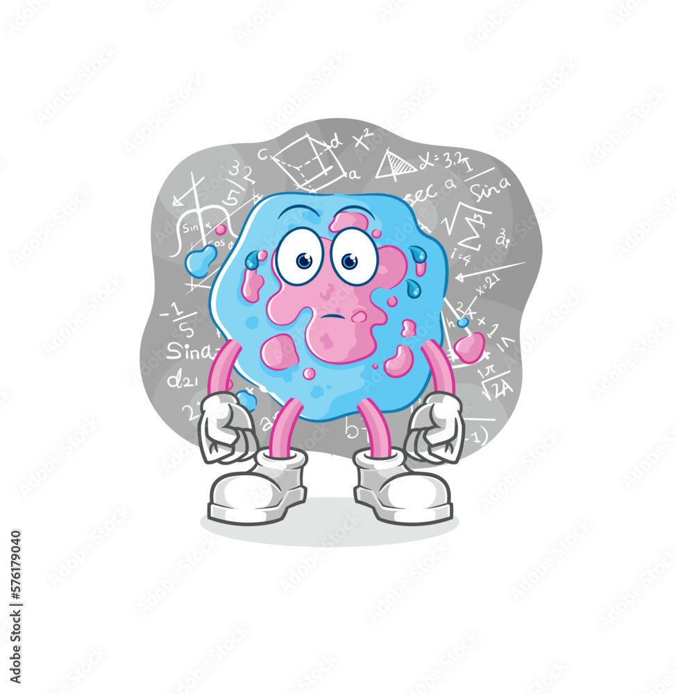 cell thinking hard vector. cartoon character cell thinking hard vector. cartoon character